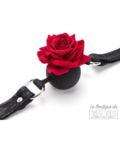 Baillon Boule avec Rose Bud Gag Noir pas cher