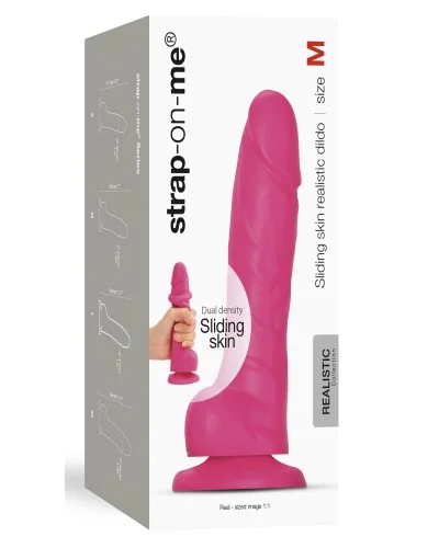 Gode Sliding Skin Strap-On-Me M 14 x 3.6cm Rose  pas cher