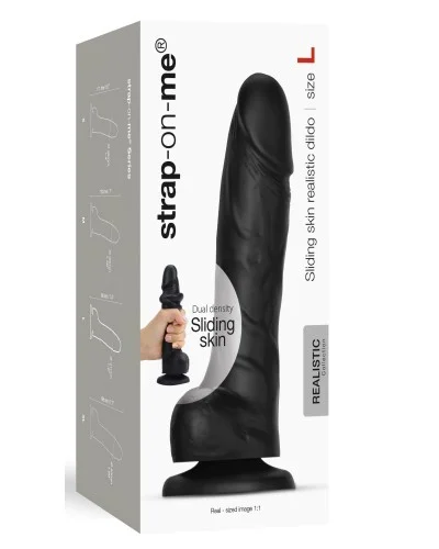 Gode Sliding Skin Strap-On-Me L 14.5 x 4cm Noir  pas cher