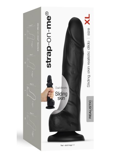 Gode Sliding Skin Strap-On-Me XL 15.5 x 4.3cm Noir  pas cher