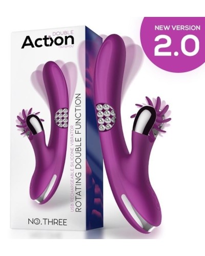 Vibro Rabbit Rotating Double 10 x 3.5cm Violet