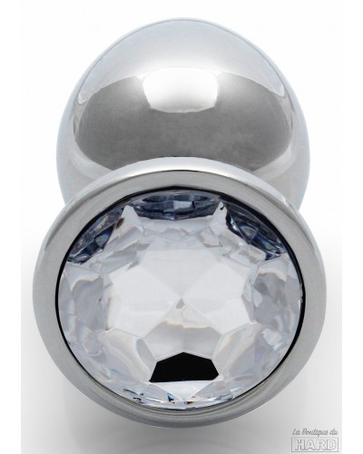 Bijou anal Round Gem L 8 x 4cm Argenté-Transparent