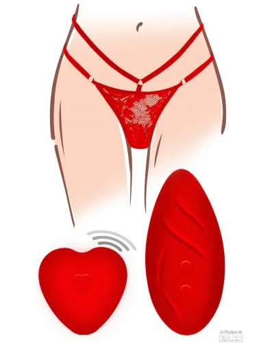 Stimulateur de clitoris avec culotte dentelle Divine Panty Rouge sur la Boutique du Hard