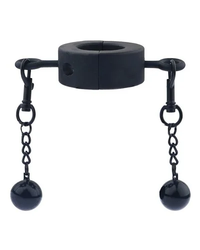 Ballstretcher en métal avec Boules Testicle S 32mm - Hauteur 12mm - Poids 275g Noir sur la Boutique du Hard