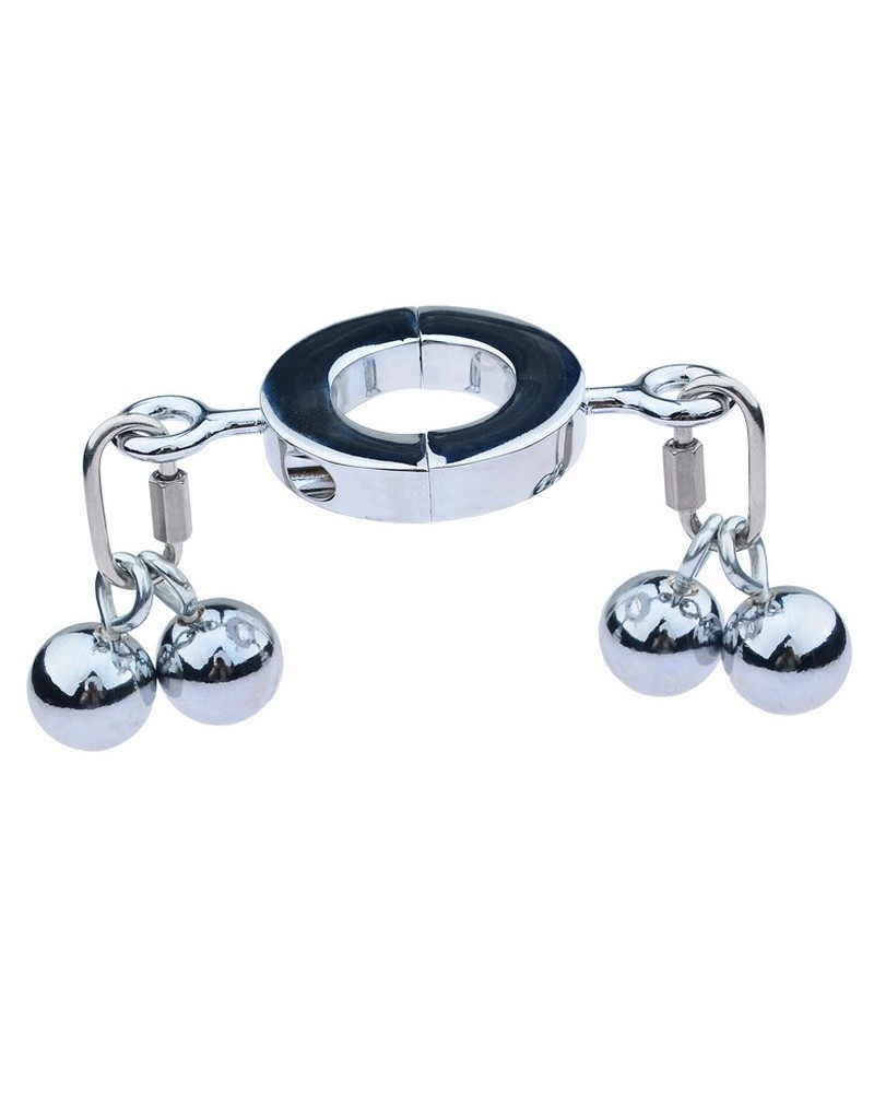 Ballstretcher en métal avec 4 Boules Big Testicle M 32mm - Hauteur 20mm - Poids 640g Argenté sur la Boutique du Hard