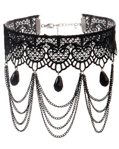 Ras de cou Triple Lace Noir sur la Boutique du Hard