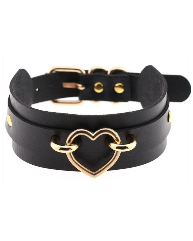 Collier Fantaisie Golden Heart Noir sur la Boutique du Hard