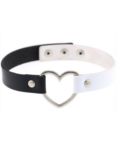 Ras de cou Heart Duo Blanc-Noir sur la Boutique du Hard