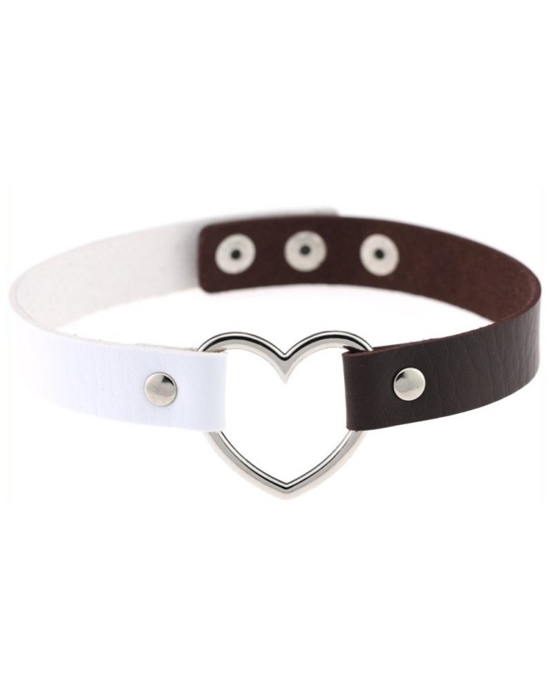 Ras de cou HEART DUO Blanc-Marron sur la Boutique du Hard