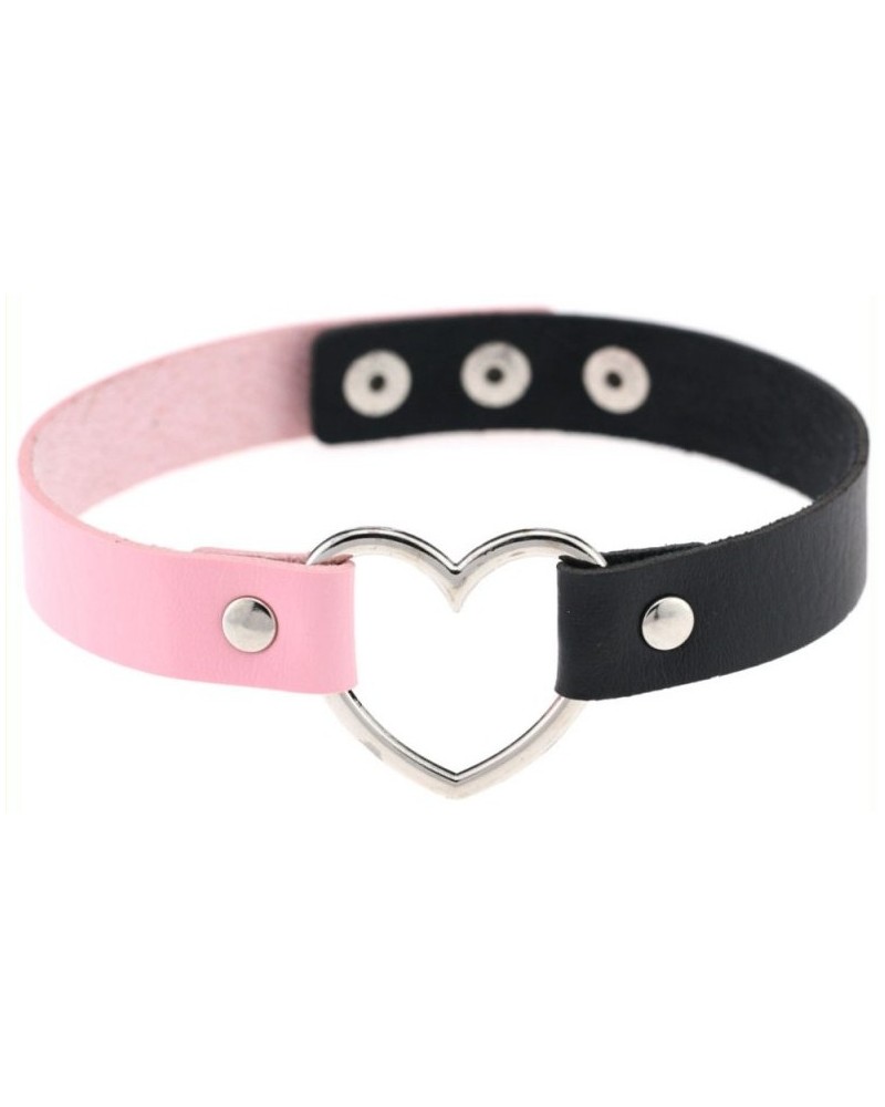 Ras de cou HEART DUO Noir-Rose sur la Boutique du Hard