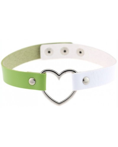 Ras de cou Heart Duo Blanc-Vert sur la Boutique du Hard