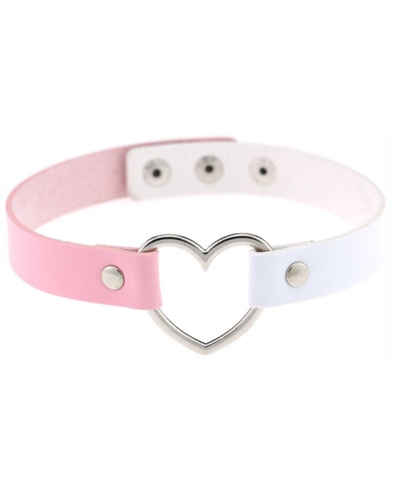 Ras de cou Heart Duo Blanc-Rose sur la Boutique du Hard