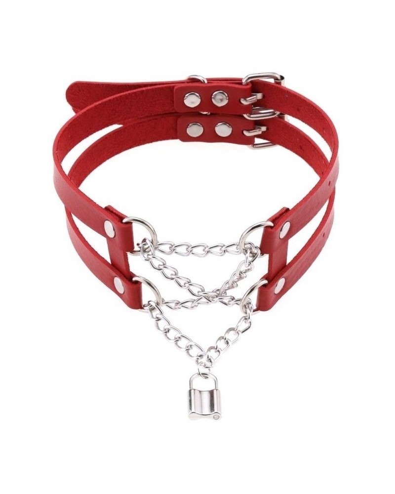 Collier Ras de cou Pendant Lock Rouge sur la Boutique du Hard