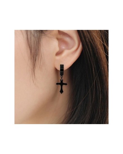 Boucle d'oreille CROSS Noire sur la Boutique du Hard