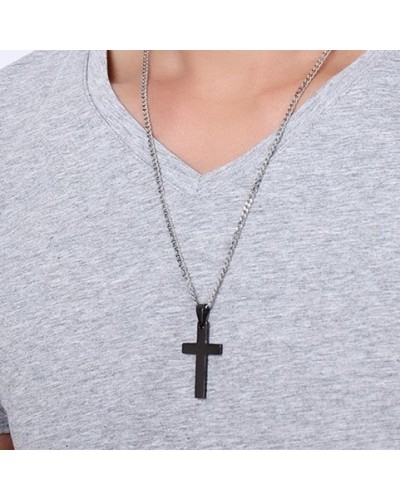 Pendentif Croix CROSS avec Chaîne Noir sur la Boutique du Hard