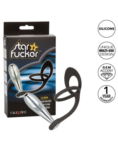 Ballstretcher et Plug bijou en métal Glider Star Fucker 9 x 2.8cm sur la Boutique du Hard