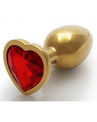 Bijou anal Heart Gem S 6 x 2.6 cm Doré-Rouge sur la Boutique du Hard