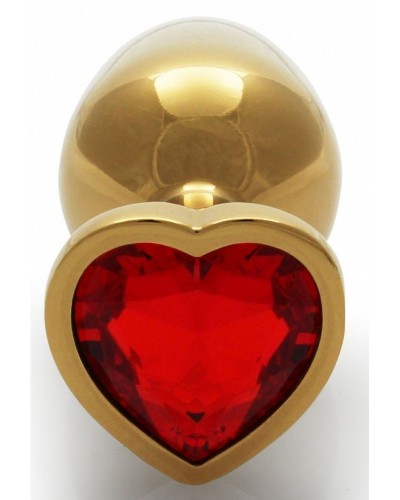 Bijou anal Heart Gem S 6 x 2.6 cm Doré-Rouge sur la Boutique du Hard