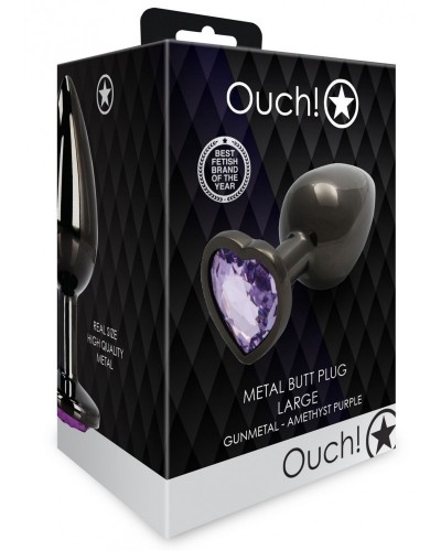 Bijou anal Heart Gem L 8 x 4cm Noir-Violet sur la Boutique du Hard