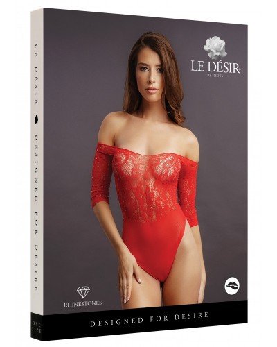 Body ouvert Rhinestone - Rouge sur la Boutique du Hard