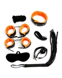 Kit Bondage 7 Pieces Noir/Orange pas cher