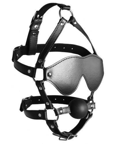 Bâillon Muselière avec Boule et Masque Gag Xtreme Noir sur la Boutique du Hard