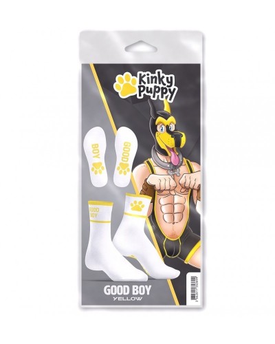 Chaussettes Good Boy Blanc-Jaune sur la Boutique du Hard