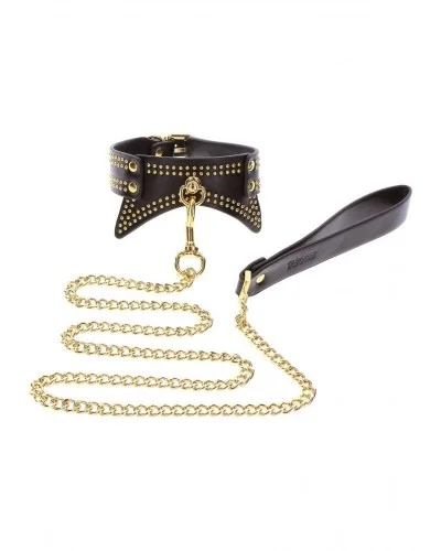 Collier et Laisse Studded Vogue Noir sur la Boutique du Hard