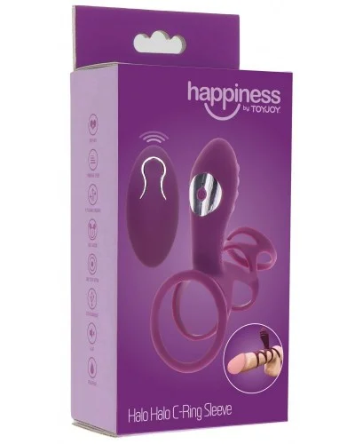 Étui pénien vibrant Halo Halo C-Ring Happiness 7cm Violet sur la Boutique du Hard