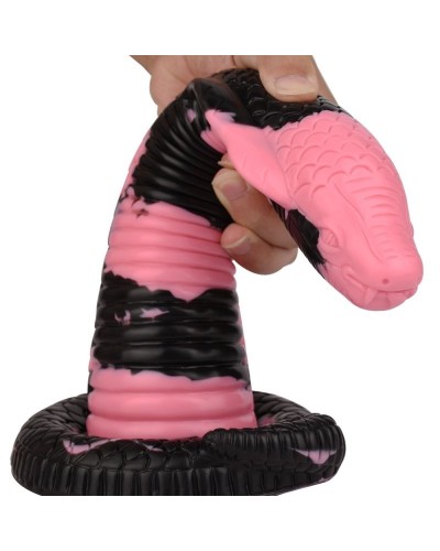 Gode Cobra Snake M 22 x 6cm Noir-Rose sur la Boutique du Hard