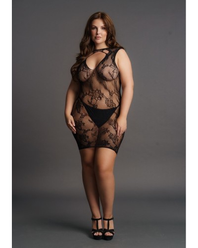 Robe sexy Grande Taille HIGH NECK Noire sur la Boutique du Hard