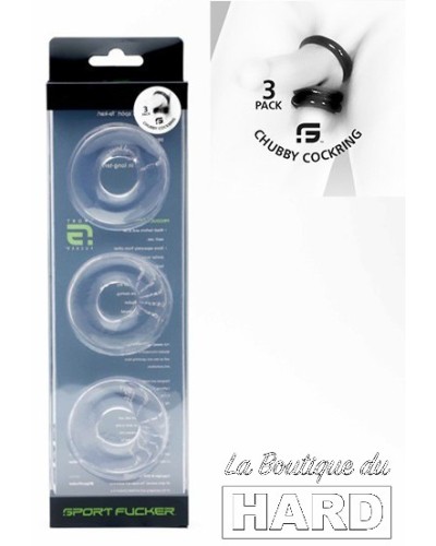 Lot de 3 cockrings Chubby Transparents pas cher