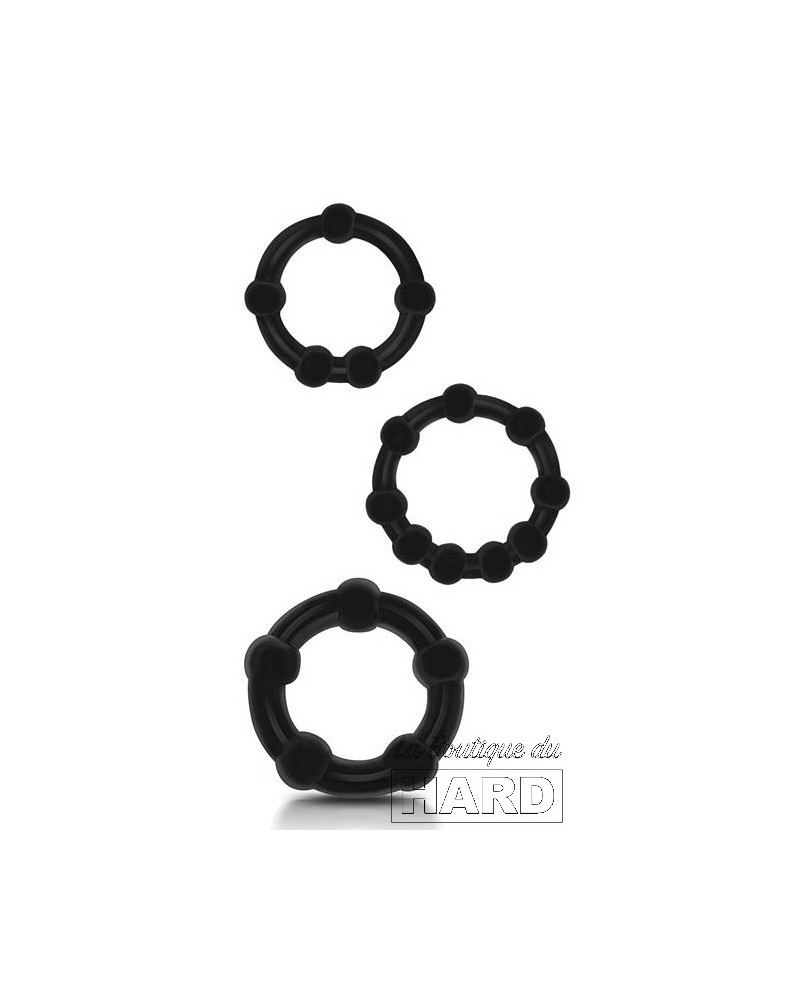 Lot de 3 mini cockrings souples Beaded Set Noirs pas cher