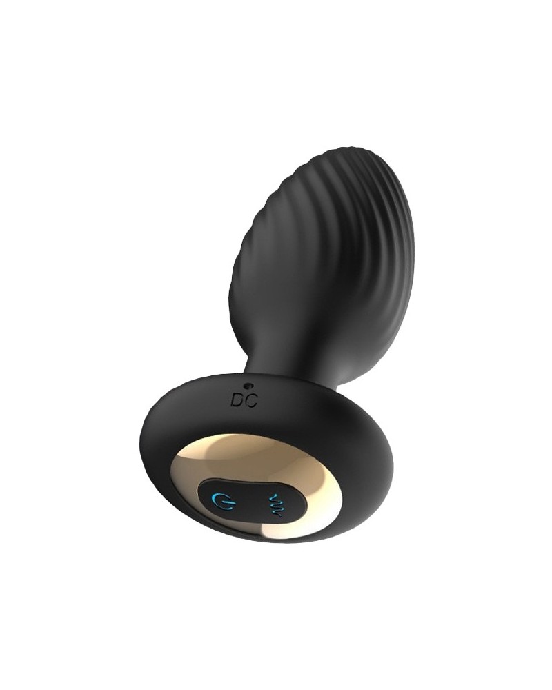 Plug Anal Rotatif Et Vibrant Avec Télécommande - Lumineux, Noir - Silicone/ABS - Neuf