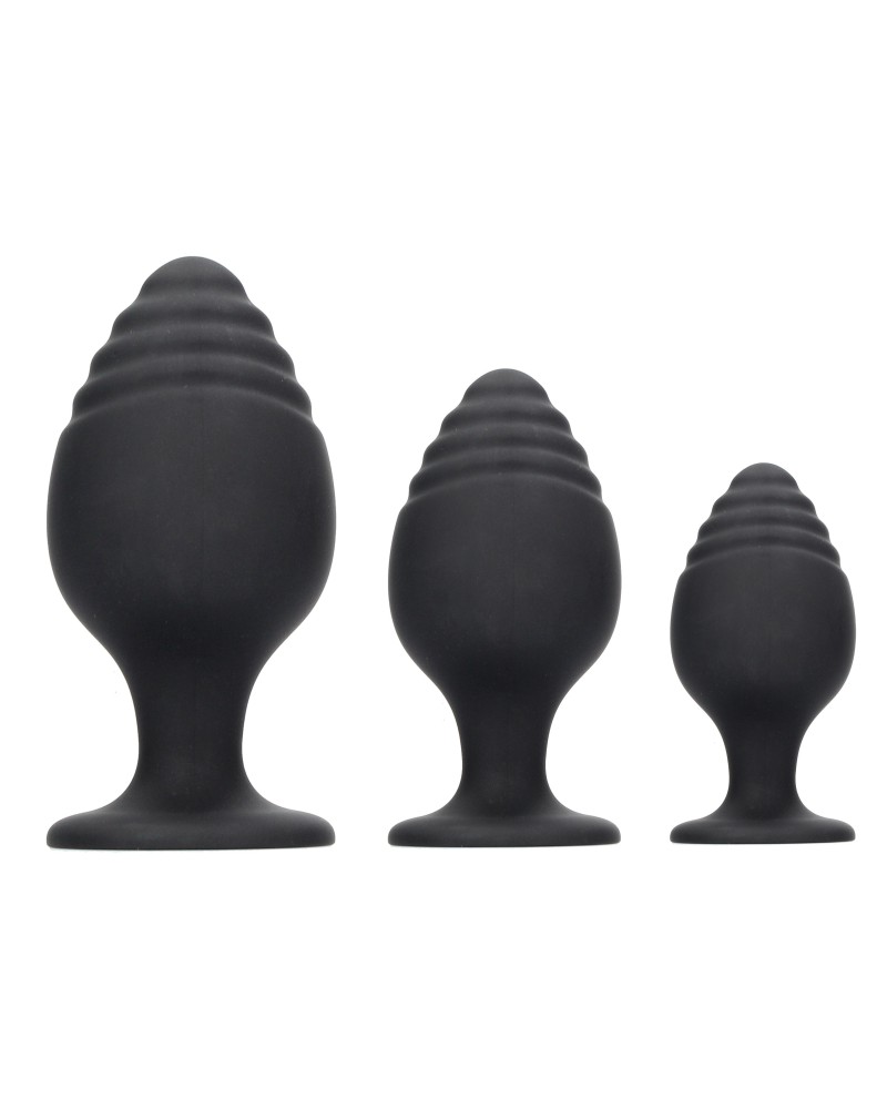 Lot de 3 Plugs Rippled Silicone pas cher