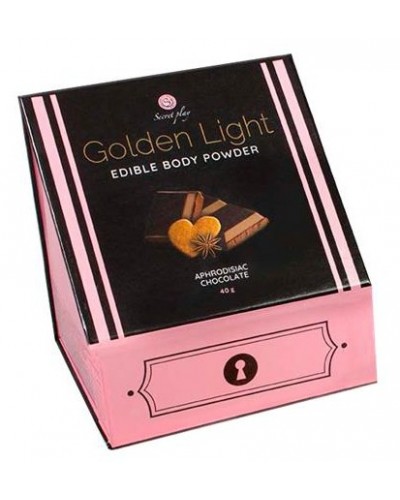 Poudre corporelle comestible Golden Light Chocolat aphrodisiaque 40g sur la Boutique du Hard