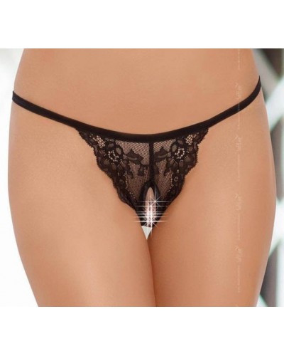 String Ficelle ouvert sur l'entrejambe - Noir sur la Boutique du Hard