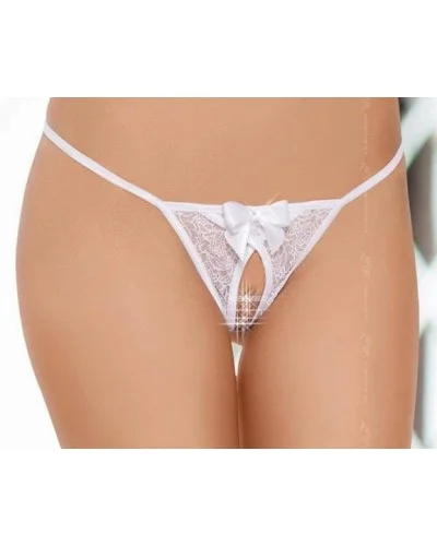 String ficelle blanc avec noeud - Ouvert sur l'entrejambe sur la Boutique du Hard