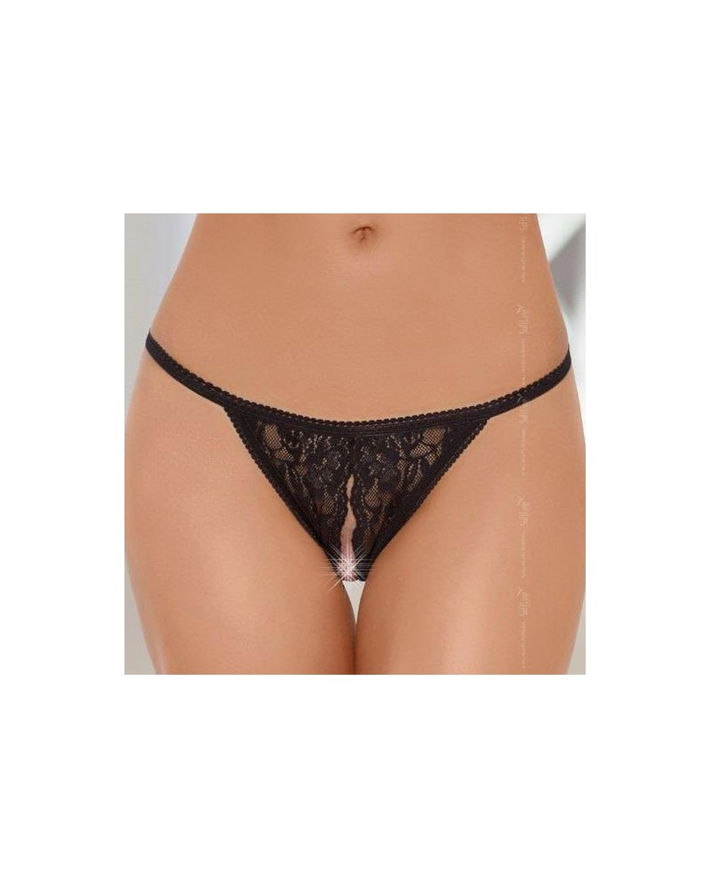 String ouvert Zinaida - Noir sur la Boutique du Hard