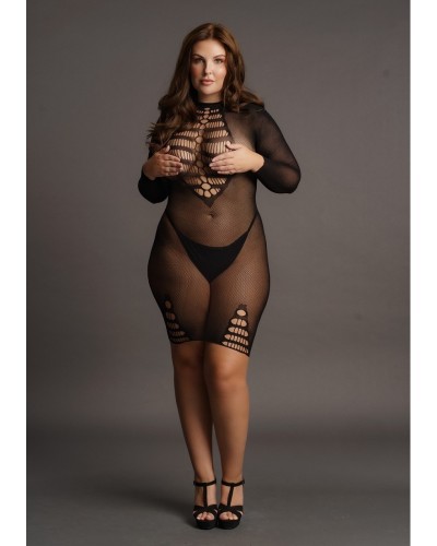 Robe sexy Grande Taille LONG SLEEVE Noire sur la Boutique du Hard