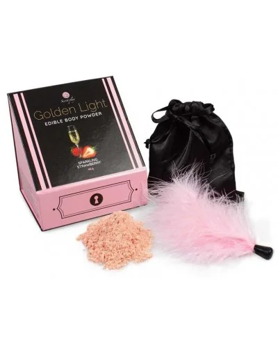 Poudre corporelle comestible Golden Light Vin pétillant à la Fraise 40g sextoys et accessoires sur La Boutique du Hard