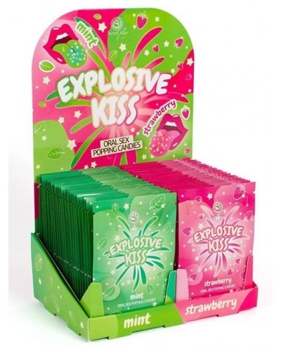 Pack de 48 bonbons Poudre pétillante Explosive Kiss Menthe et Fraise sextoys et accessoires sur La Boutique du Hard