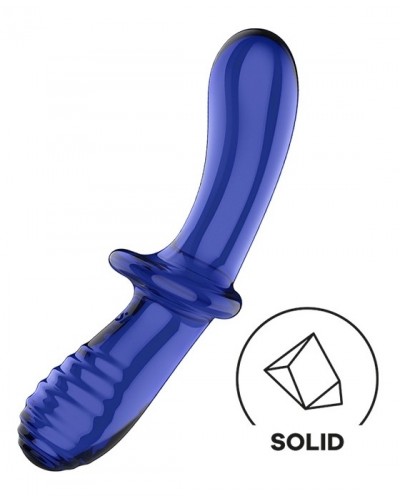 Gode en verre Double Crystal 18.5 x 3.5cm Bleu sextoys et accessoires sur La Boutique du Hard