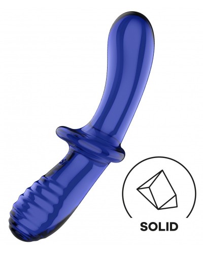 Gode en verre Double Crystal 18.5 x 3.5cm Bleu sextoys et accessoires sur La Boutique du Hard