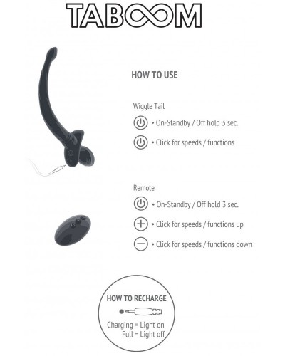 Plug Vibrant Queue de Chien Wiggle Tail 9 x 4cm Noir sextoys et accessoires sur La Boutique du Hard