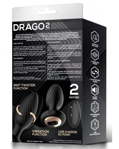 Plug vibrant et rotatif Drago 8 x 3.4cm sextoys et accessoires sur La Boutique du Hard