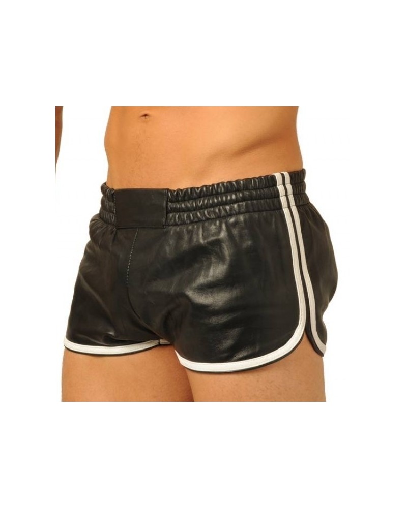 Short en cuir Fist Noir-Blanc sextoys et accessoires sur La Boutique du Hard