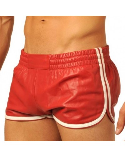 Short en cuir Fist Rouge-Blanc sextoys et accessoires sur La Boutique du Hard