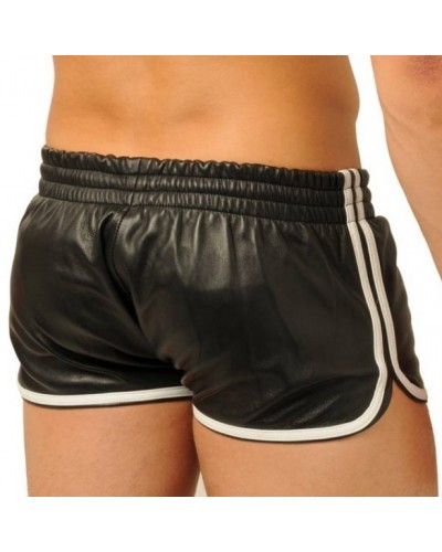 Short en cuir Fist Noir-Blanc sextoys et accessoires sur La Boutique du Hard