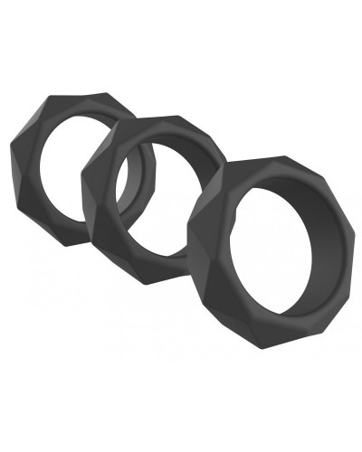 Lot de 3 Cockrings Silicone Heavy C-Ring Noirs sextoys et accessoires sur La Boutique du Hard